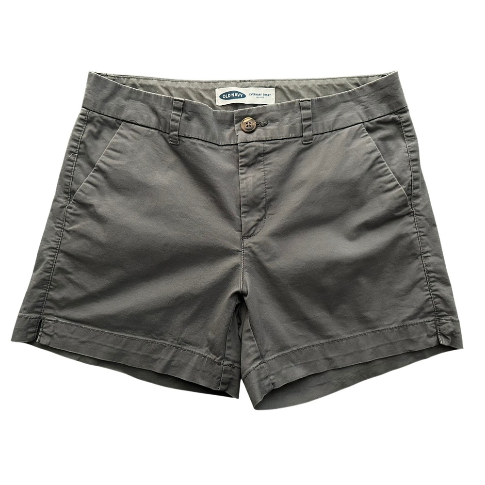 Old Navy Everyday Short Womens 6 Gray Mid-Rise Chino Casual Classic Preppy